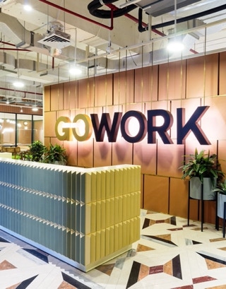 office fitting out custom furniture at go work coworking office space